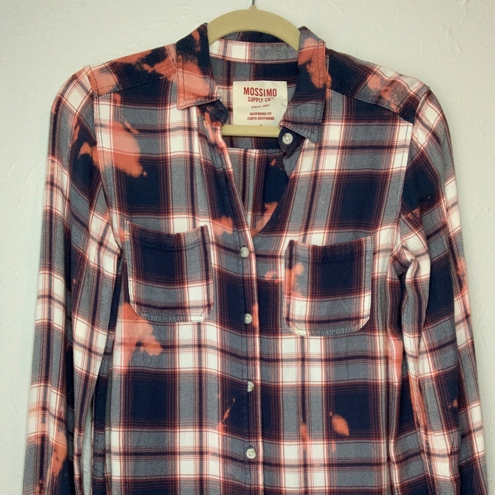 Missimo Acid wash plaid flannel button down small